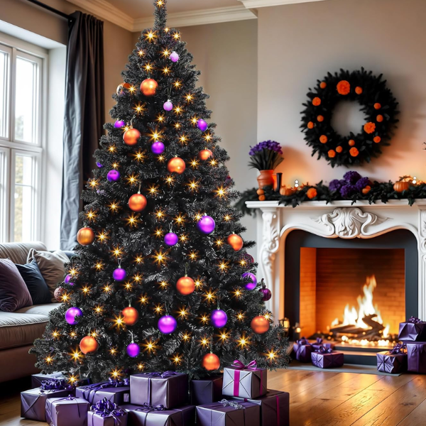 Prelit Black Halloween Christmas Tree