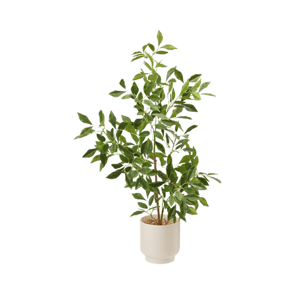 Artificial Potted Plants Indoor,27" Faux Plants Ficus Leaves Trees