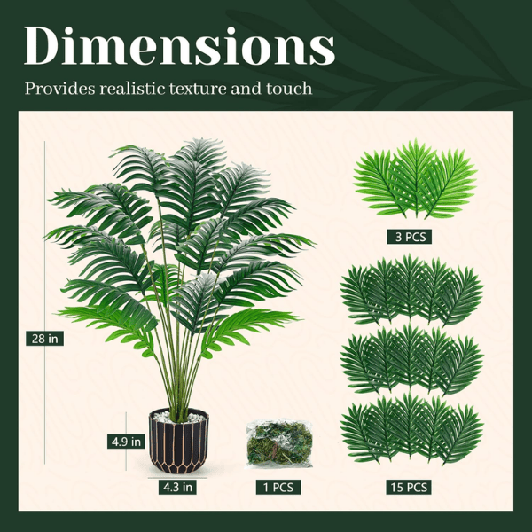 28" Fake Palm Tree – Large Artificial Potted Plant Indoor
