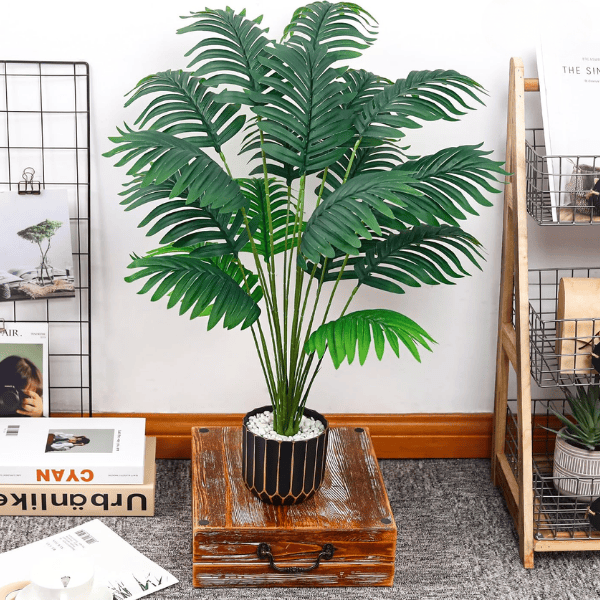 28" Fake Palm Tree – Large Artificial Potted Plant Indoor