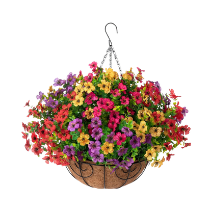 Artificial Hanging Daisy Flower Basket with Eucalyptus