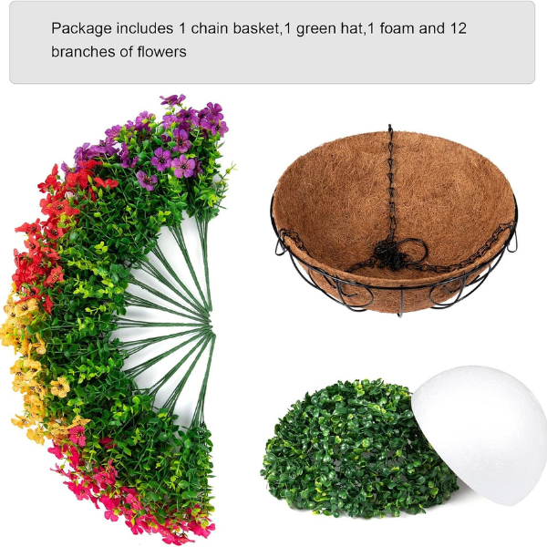 Artificial Hanging Daisy Flower Basket with Eucalyptus