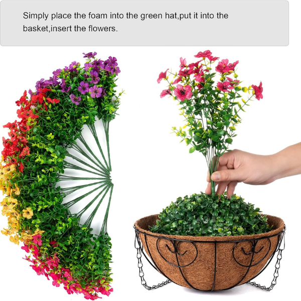 Artificial Hanging Daisy Flower Basket with Eucalyptus