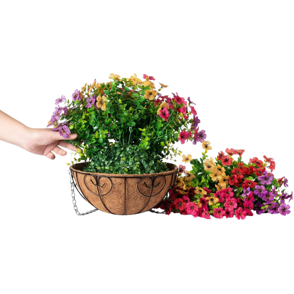 Artificial Hanging Daisy Flower Basket with Eucalyptus