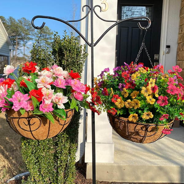 Artificial Hanging Daisy Flower Basket with Eucalyptus
