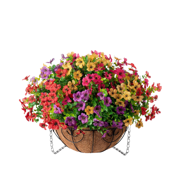 Artificial Hanging Daisy Flower Basket with Eucalyptus