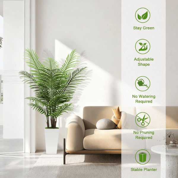 5FT Artificial Palm Tree with White Planter