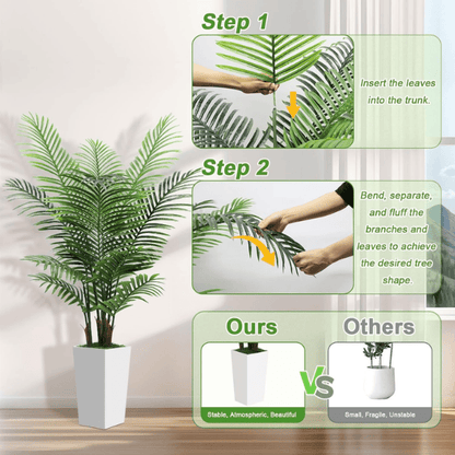 5FT Artificial Palm Tree with White Planter