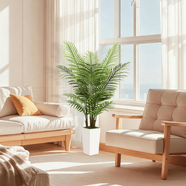 5FT Artificial Palm Tree with White Planter