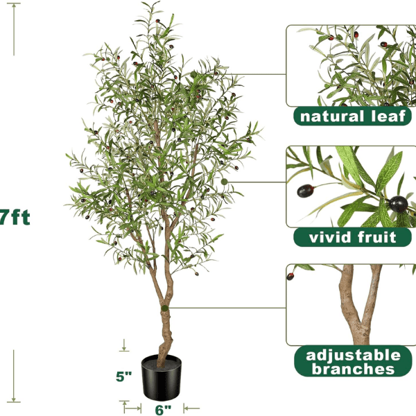7FT Artificial Olive Tree – Tall Faux Silk Tree