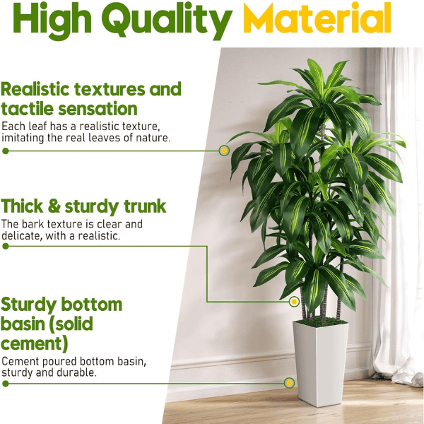 5FT Artificial Dracaena Tree with White Planter