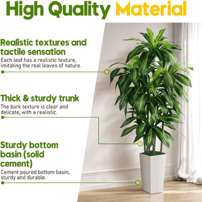 5FT Artificial Dracaena Tree with White Planter
