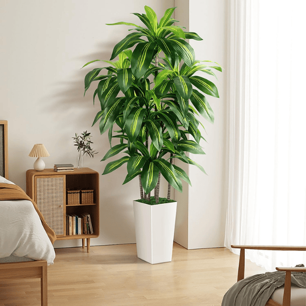 5FT Artificial Dracaena Tree with White Planter