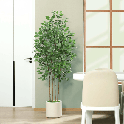 6FT Artificial Ficus Tree with White Planter