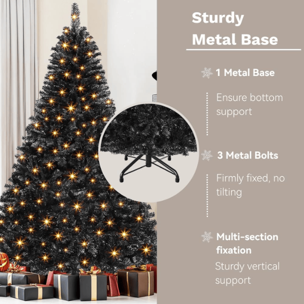 Prelit Black Halloween Christmas Tree