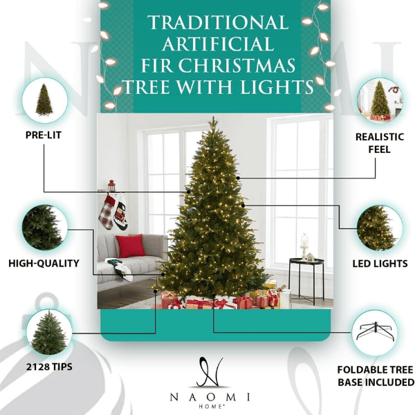 Traditional Prelit Artificial Christmas Tree